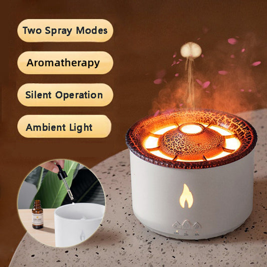 Ultrasonic Volcano Oil Humidifier Flame Aromatherapy Diffuser