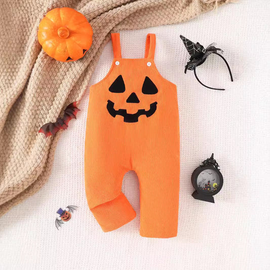 Halloween Baby Pumpkin Grimace Suspender Pants