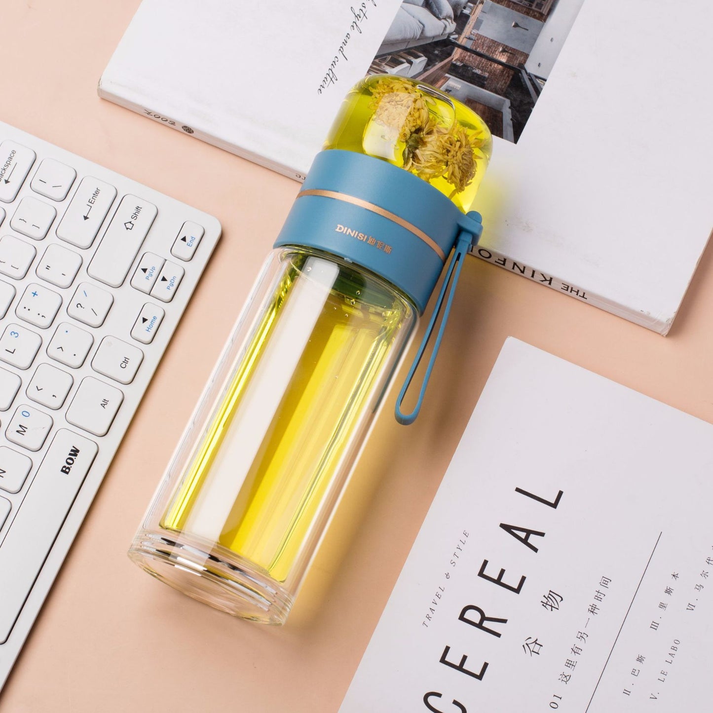 Glass Water Bottle with Tea Infuser