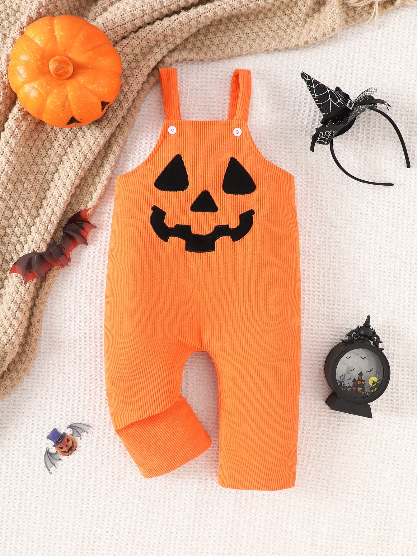 Halloween Baby Pumpkin Grimace Suspender Pants