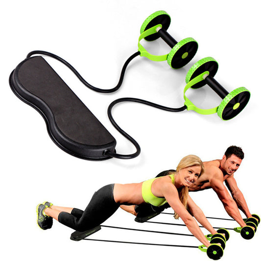 Double-Wheeled Abdominal Wheel with Pull Rope