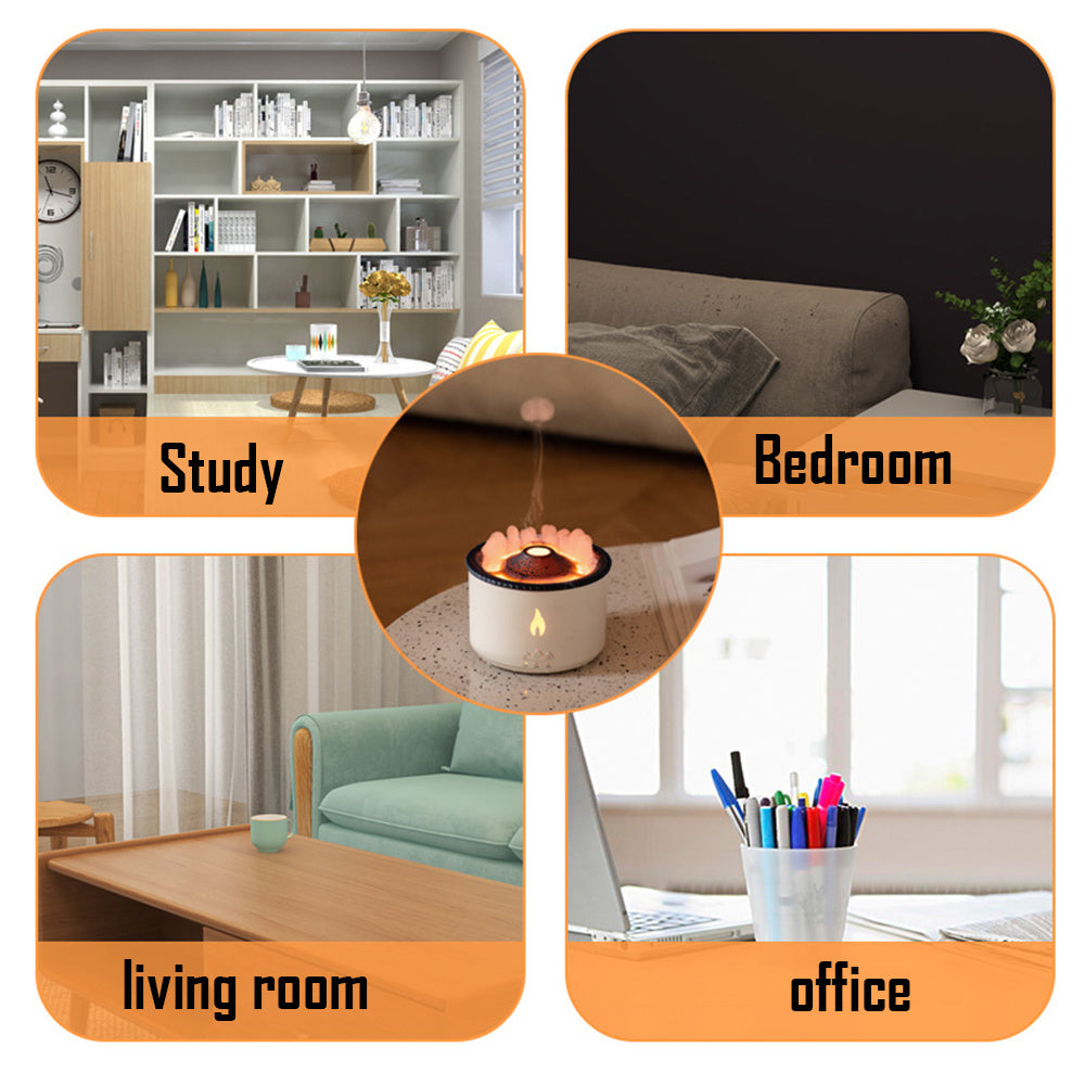 Ultrasonic Volcano Oil Humidifier Flame Aromatherapy Diffuser